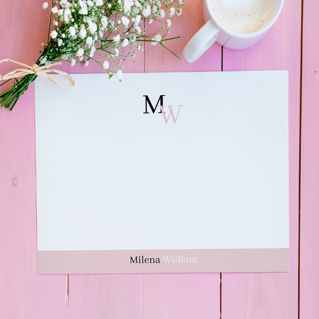 Modern Elegant Two Tone Monogrammed Note Card (Creator Uploaded)