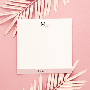 Modern Elegant Two Tone Monogrammed Note Card