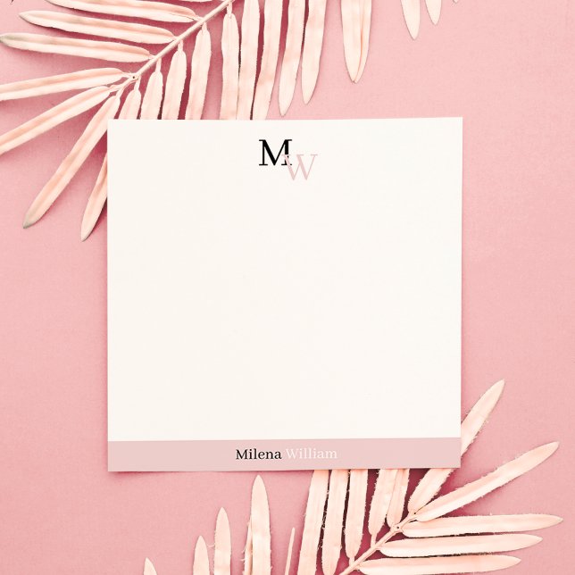 Modern Elegant Two Tone Monogrammed Note Card (Creator Uploaded)