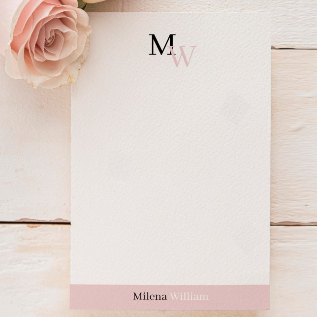 Modern Elegant Two Tone Monogrammed Stationery (Creator Uploaded)