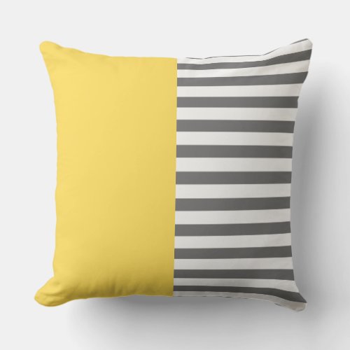 Modern elegant two tone two style stripes yellow  throw pillow