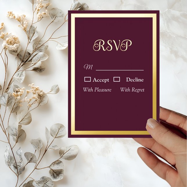 Modern Elegant Typogra Elegant Purple Wedding RSVP Foil Invitation (Creator Uploaded)