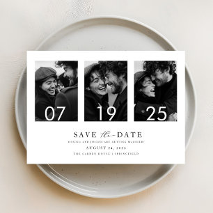 Modern Elegant Typography   4 Photo Save the Date Invitation