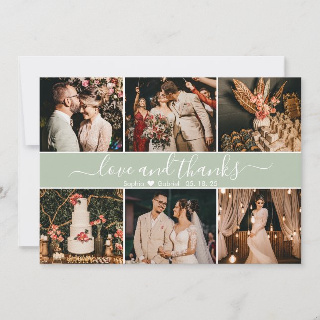 Modern Elegant Typography 6 Photo Collage Thank You Card (Front)