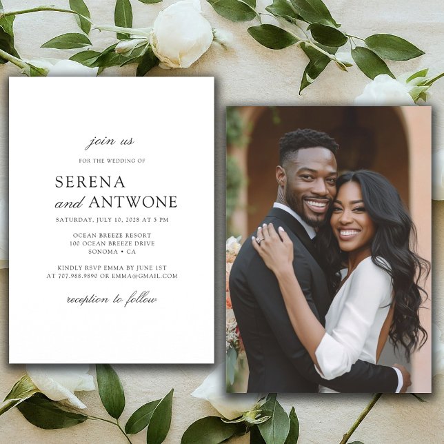 Modern Elegant Typography And Photo Wedding  Invitation (Creator Uploaded)