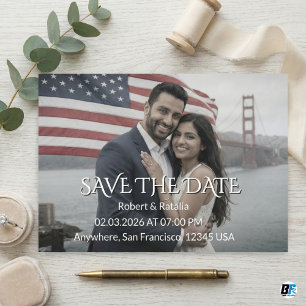 Modern Elegant Typography Custom Photo Wedding  Save The Date