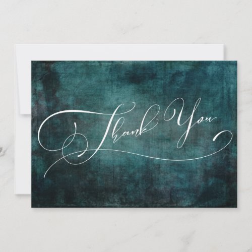 Modern Elegant Typography Distressed Teal Grunge Thank You Card