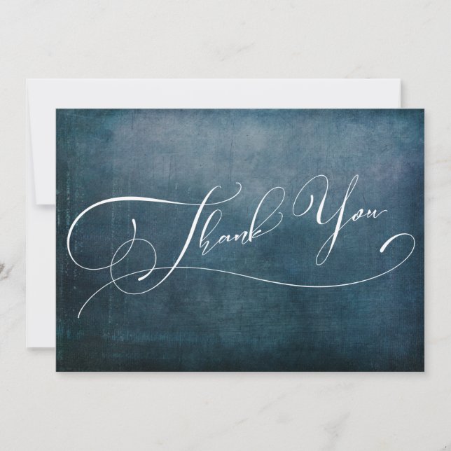 Modern Elegant Typography Distressed Teal Grunge Thank You Card (Front)