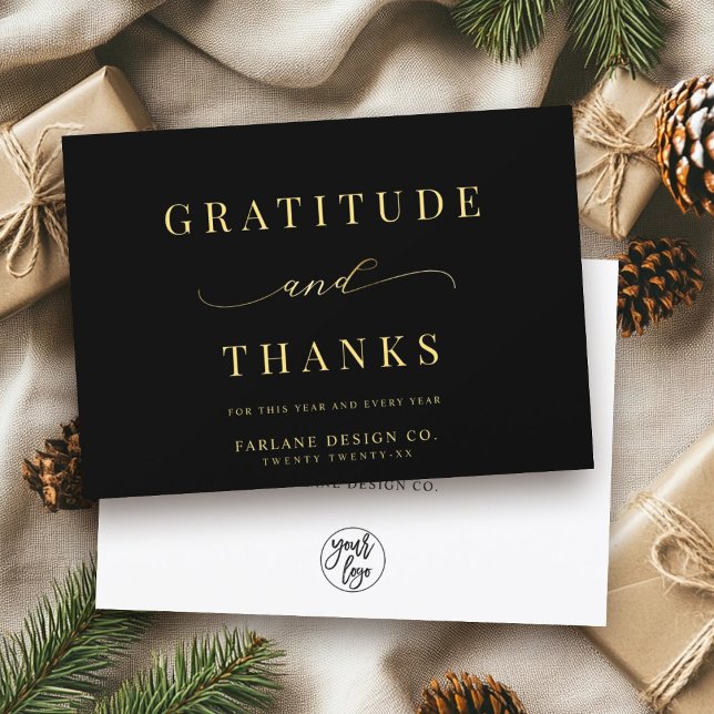 Modern Elegant Typography Gratitude Business Logo Holiday Card (Creator Uploaded)