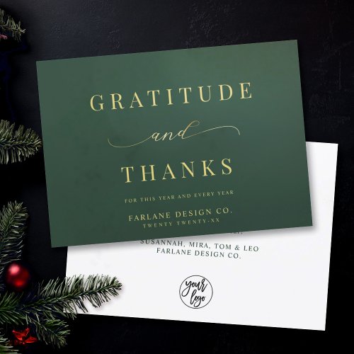 Modern Elegant Typography Gratitude Business Logo Holiday Card