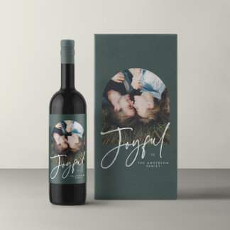 Modern elegant typography green joyful Christmas Medium Gift Bag