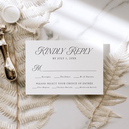 Modern Elegant Typography Meal Choice Wedding RSVP Card