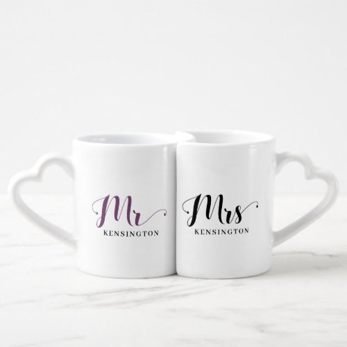 Modern Elegant Typography Mr and Mrs Newlywed Coffee Mug Set