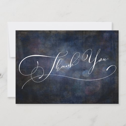 Modern Elegant Typography Navy Grunge Bokeh Thank You Card