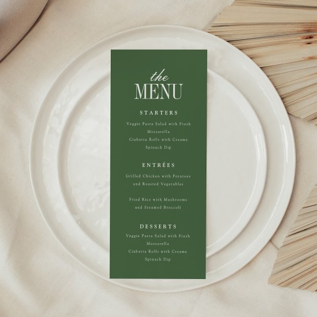 Modern Elegant Typography Olive Green Wedding Menu (Creator Uploaded)