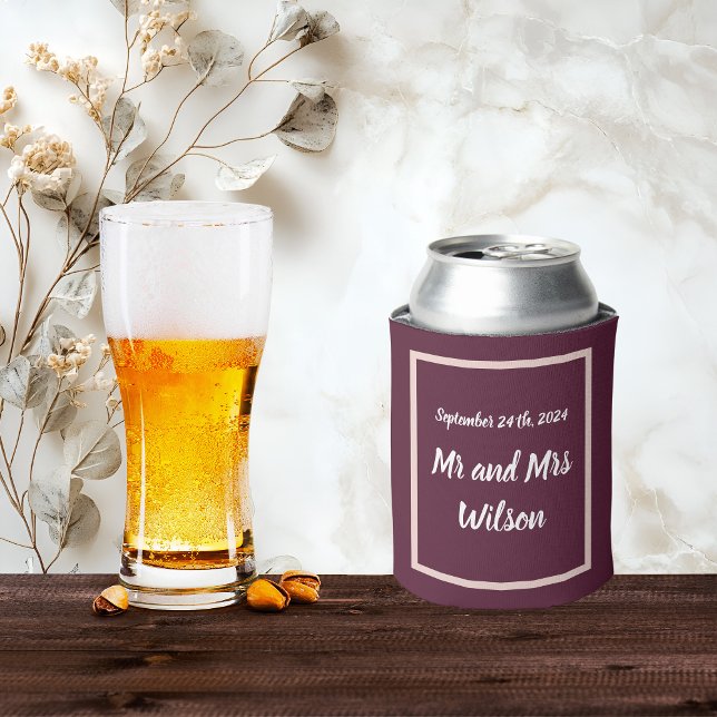 Modern Elegant Typography on Purple Rose Gold Can Cooler (Creator Uploaded)
