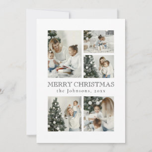 Modern Elegant Typography Photo Collage Christmas Holiday Card