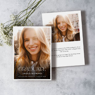 Modern Elegant Typography Photo Graduation Announcement