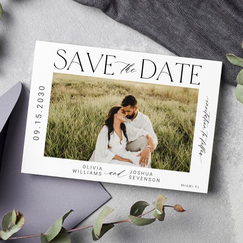 Modern elegant typography photo wedding save the date