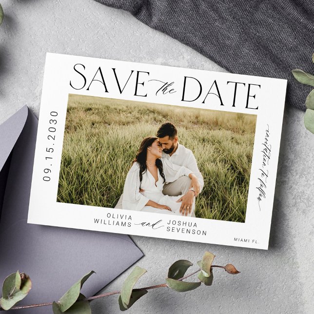 Modern elegant typography photo wedding save the date (Creator Uploaded)