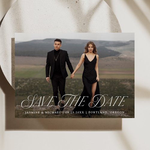 Modern Elegant Typography Photo Wedding Save The Date