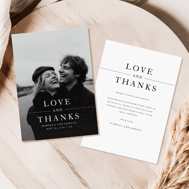 Modern Elegant Typography Photo Wedding Thank You Card (Creator Uploaded)