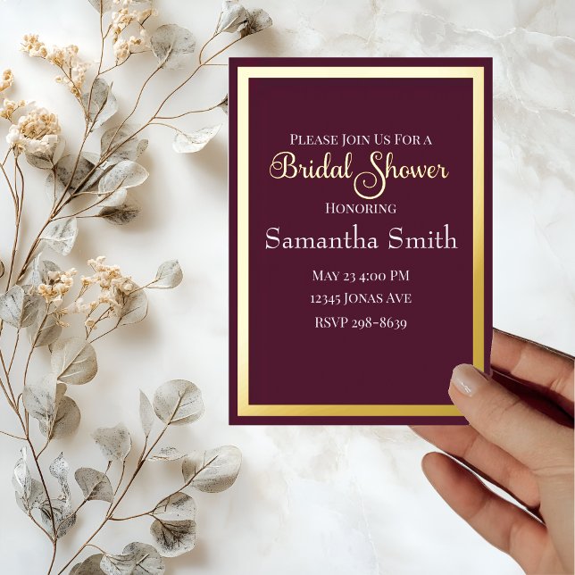 Modern Elegant Typography Purple Bridal Shower  Foil Invitation (Creator Uploaded)