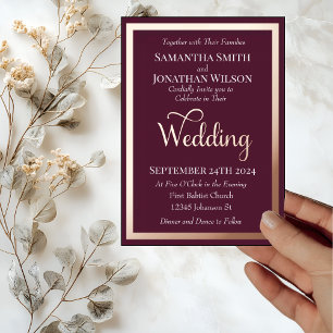 Modern Elegant Typography Purple Rose Gold Wedding Foil Invitation