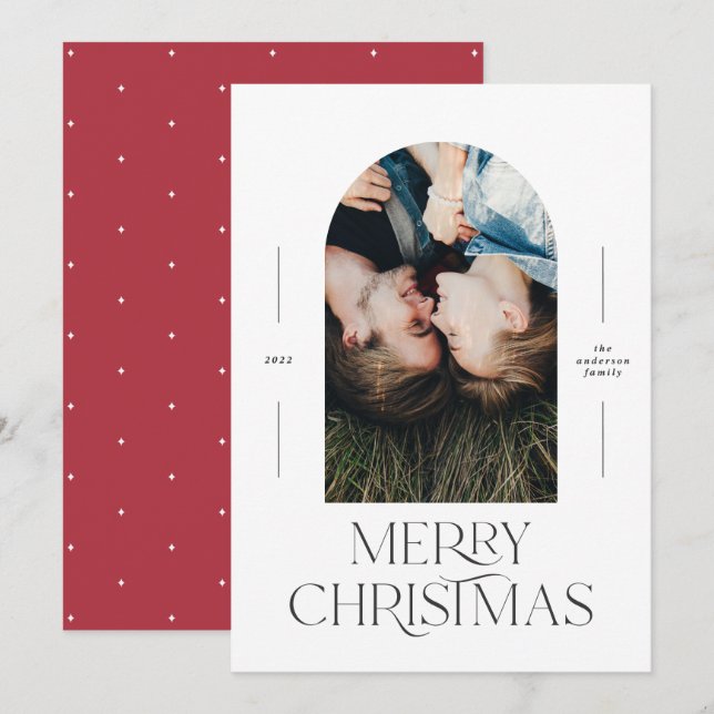 Modern elegant typography red 1 photo Christmas (Front/Back)
