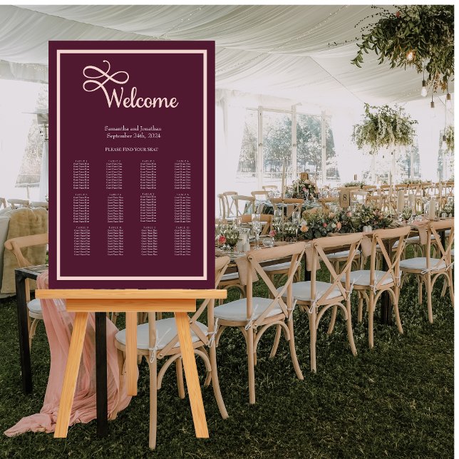 Modern Elegant Typography  Rose Gold Seating Chart Foam Board (Creator Uploaded)
