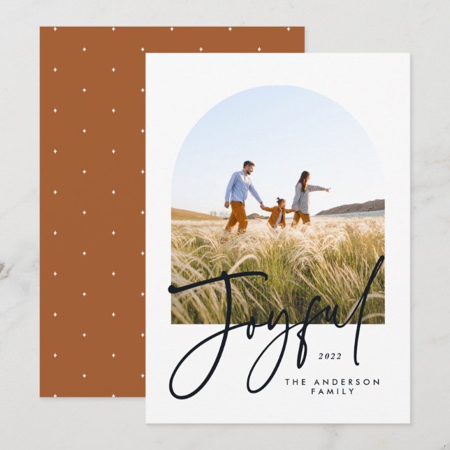 Modern elegant typography rust 1 photo Christmas (Front/Back)