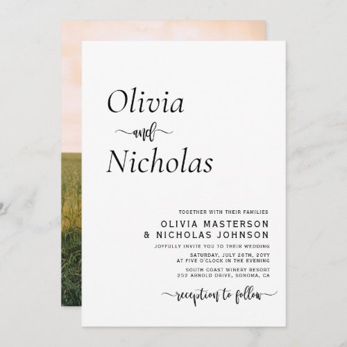Modern Elegant Typography Script Photo Wedding Invitation