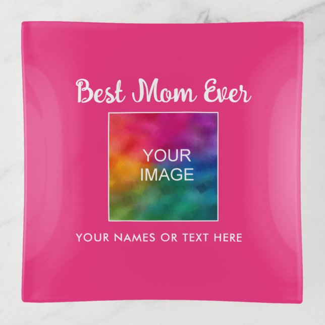 Modern Elegant Typography Template Best Mom Ever Trinket Tray (Front)
