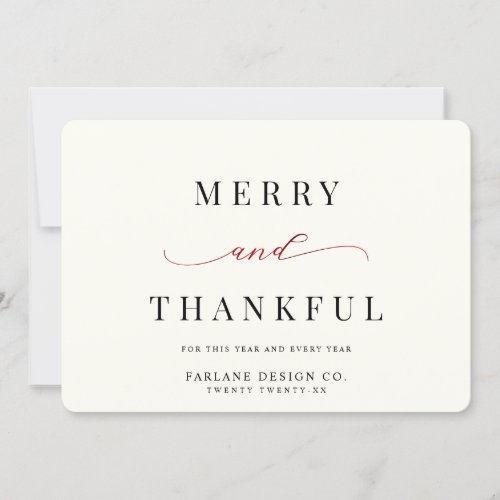 Modern Elegant Typography Thankful Business Logo Holiday Card