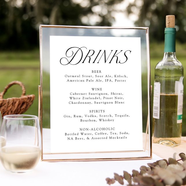 Modern Elegant Typography Wedding Drink Menu Sign (Creator Uploaded)