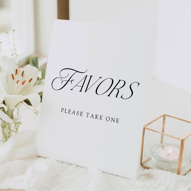 Modern Elegant Typography Wedding Favors Pedestal Sign (Creator Uploaded)