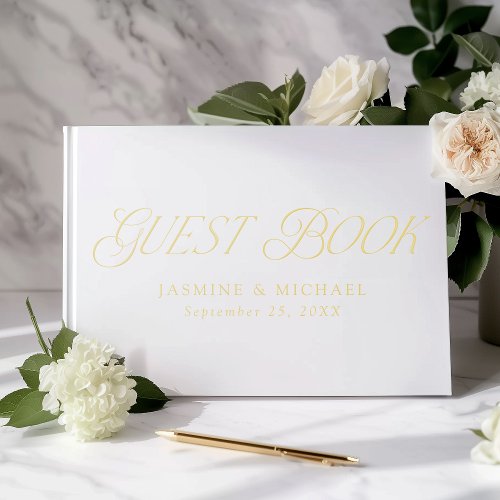 Modern Elegant Typography Wedding Foil Guest Book