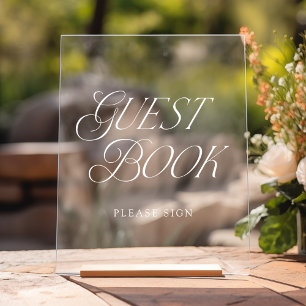 Modern Elegant Typography Wedding Guest Book Acrylic Sign