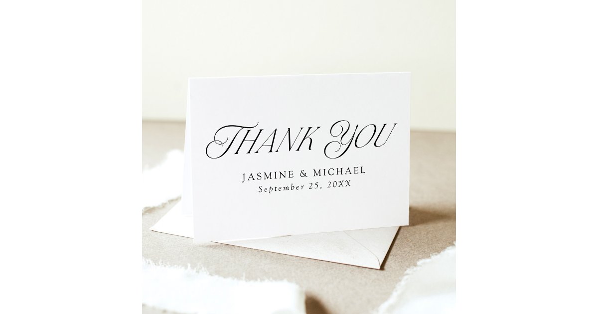 Modern Elegant Typography Wedding Thank You Card | Zazzle