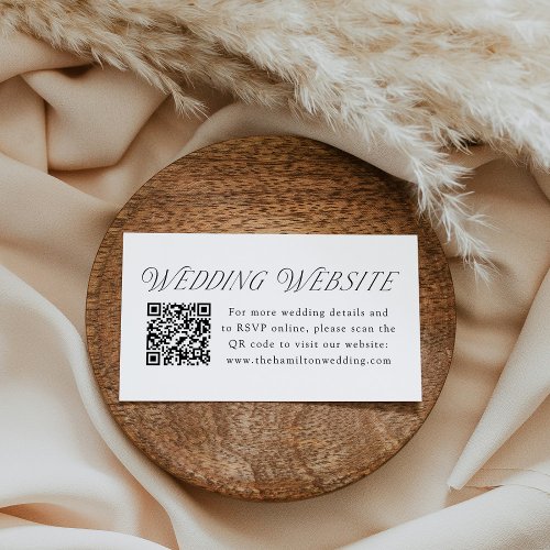 Modern Elegant Typography Wedding Website QR Code Enclosure Card