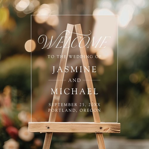 Modern Elegant Typography Wedding Welcome Acrylic Sign