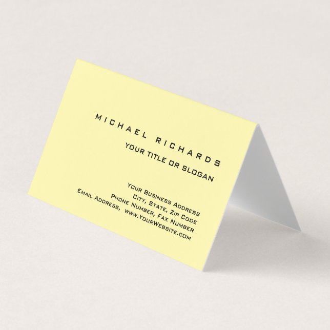 Modern Elegant Unique Plain Yellow Blue Business Card (Front)