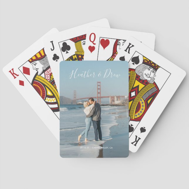 Modern Elegant Unique Wedding Guestbook Poker Cards (Back)