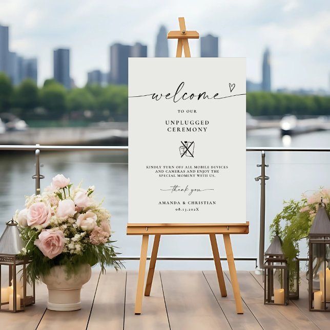 Modern Elegant Unplugged Ceremony Wedding Sign (Creator Uploaded)