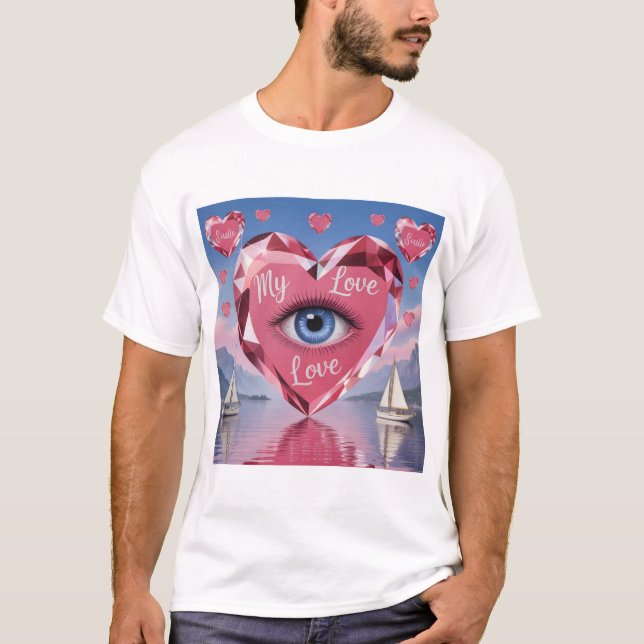 Modern Elegant Valentine’s Day Romantic Love Desig T-Shirt (Front)