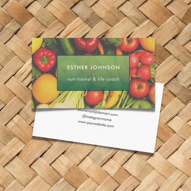 Modern Elegant Vegetables Nutrition Life Coach Business Card (Creator Uploaded)