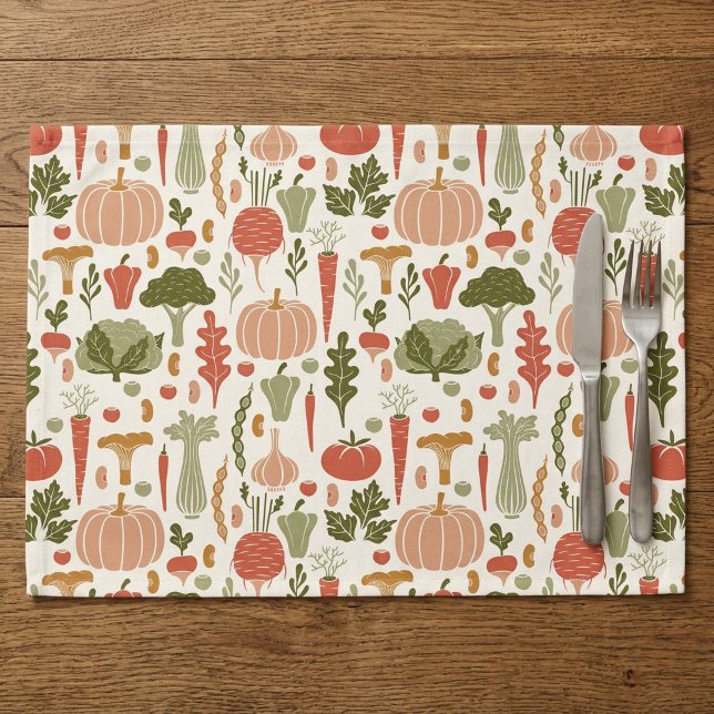 Modern Elegant Vegetarian Vegetable Herbs Pattern Placemat (Creator Uploaded)