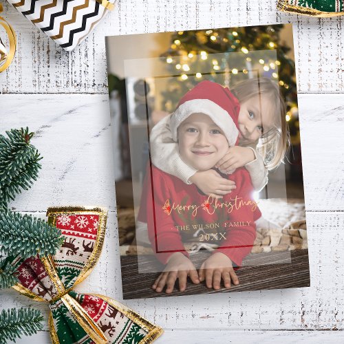 Modern Elegant Vellum Effect Christmas Photo