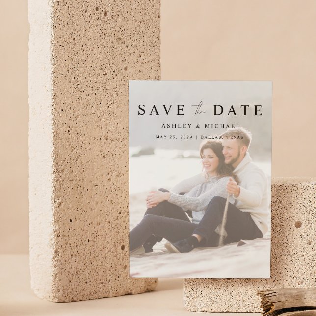 Modern Elegant Vellum Overlay 2 Photo Wedding Save The Date (Save Your Date in Style! Elegant & Personalizable Wedding Card. 💍💌 [Add Details])