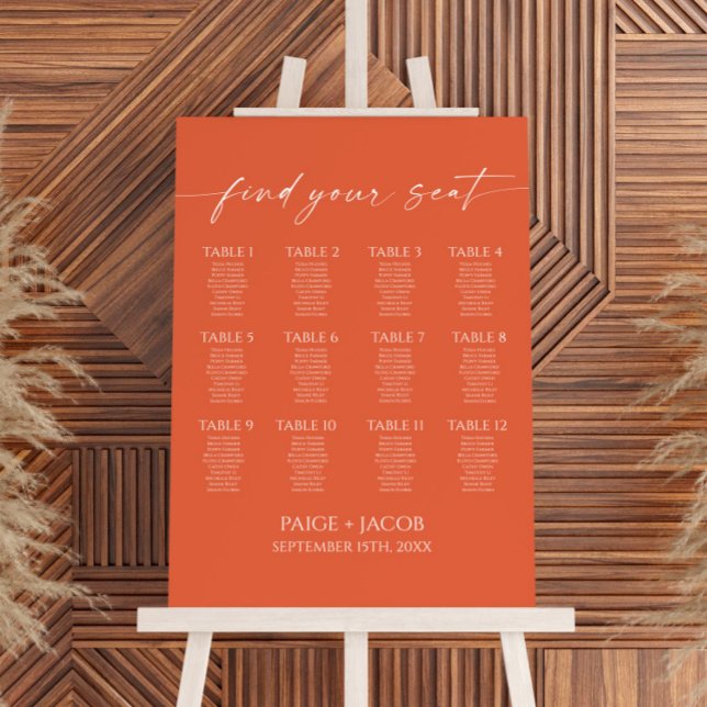Modern Elegant Verona Sunset Wedding Seating Chart Foam Board (Creator Uploaded)